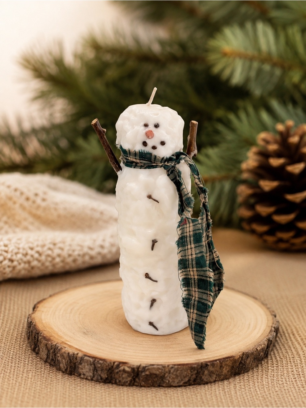 Woodland Snowman Candle Handmade‎